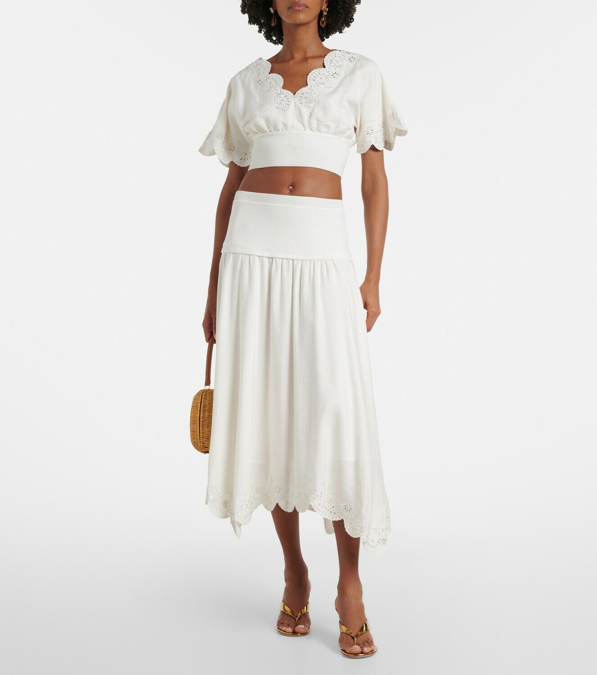 Simkhai Haven linen-blend midi skirt