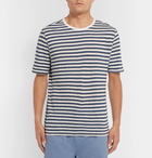 Officine Generale - Striped Slub Cotton and Linen-Blend T-Shirt - Men - Navy