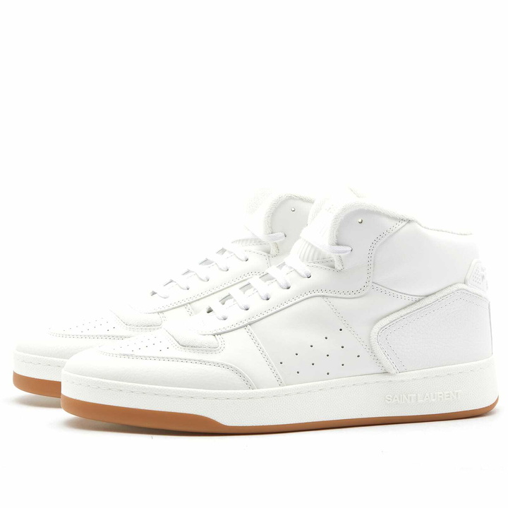 Photo: Saint Laurent Men's SL-80 Mid Top Sneakers in White