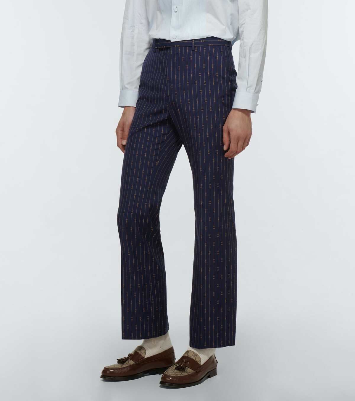 Gucci Women Black Slim Pants With Horsebit Detail In Mohair And Wool Woman