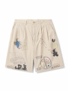 KAPITAL - Memorial Paint Straight-Leg Printed Cotton-Corduroy Shorts - Neutrals
