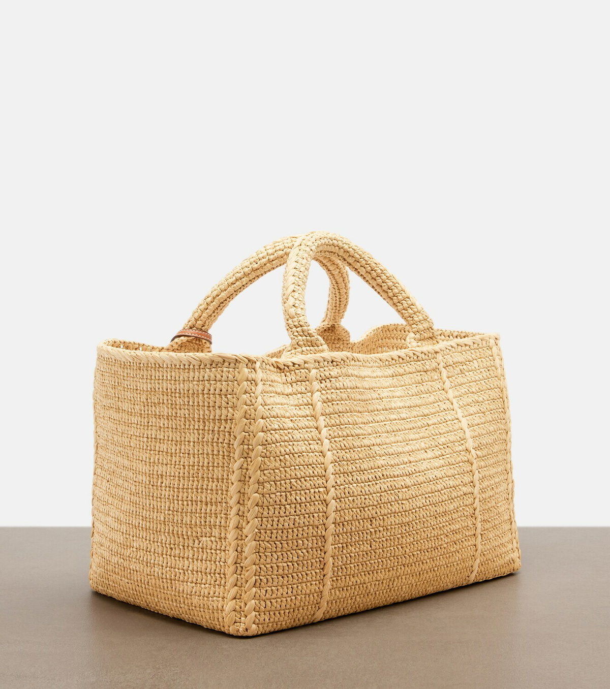 Prada Medium raffia-effect shopper