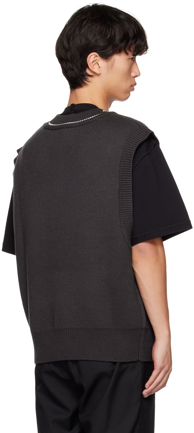 C2H4 Black Distressed Vest