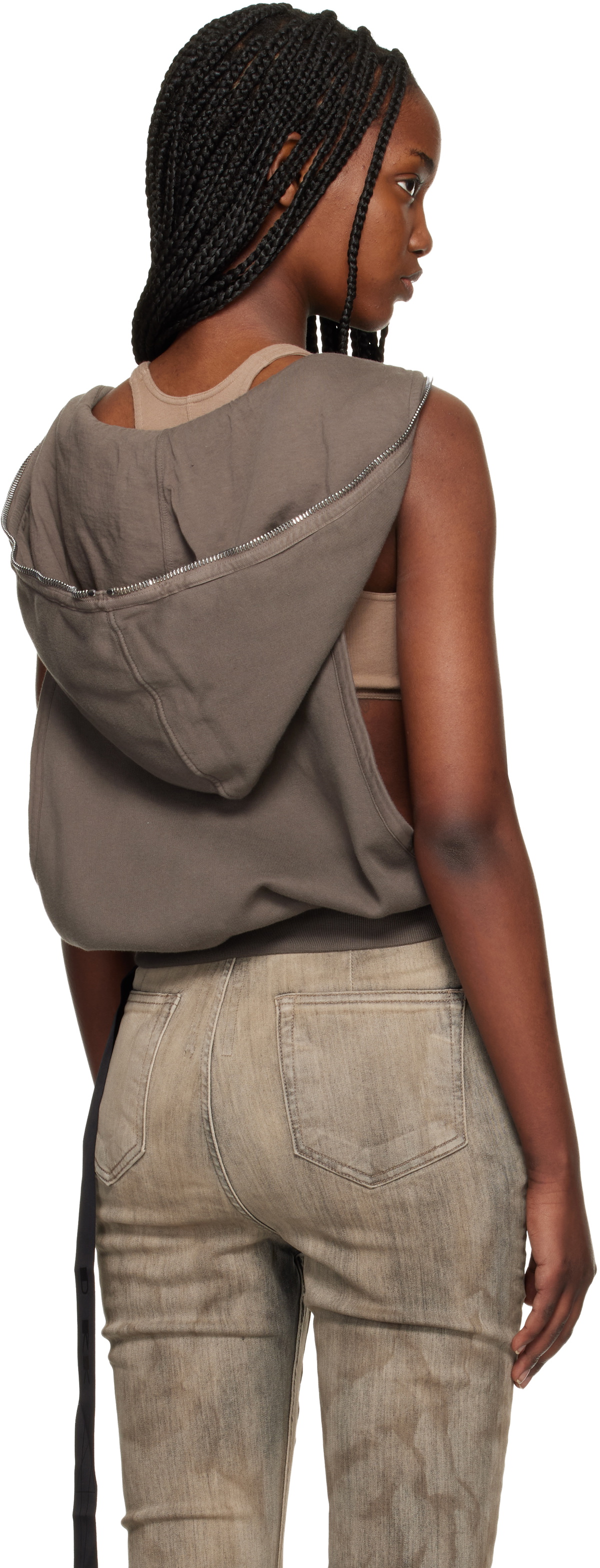 Rick Owens DRKSHDW Brown Temple Cyclops SL Hoodie