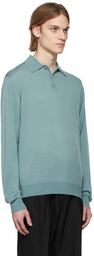 King & Tuckfield Green Rib Knit Long Sleeve Polo