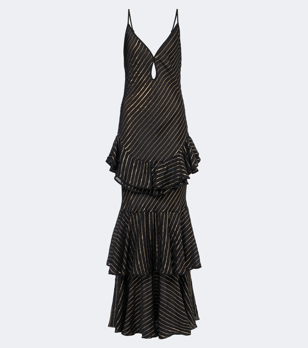 Johanna Ortiz Striped tiered silk-blend gown