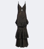 Johanna Ortiz Striped tiered silk-blend gown