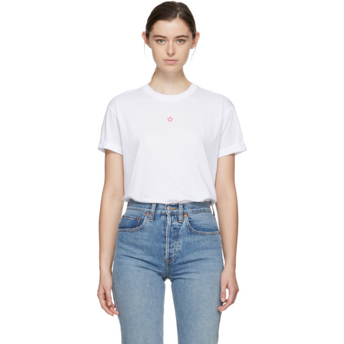 Photo: Stella McCartney White and Pink Embroidered Star T-Shirt