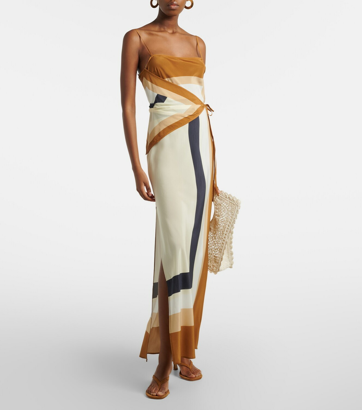 SIR Printed silk maxi dress