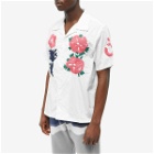 Noma t.d. Men's Flower & Cactus Hand Embroidery Vacation Shirt in White