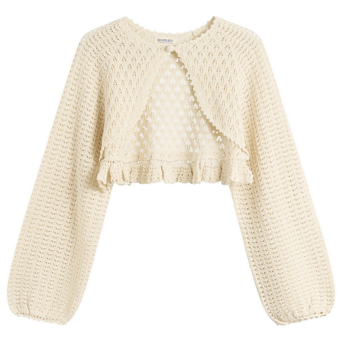 Beams Boy Women's Lace Knit Cardigan in Ivory 