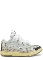 Lanvin Curb Panelled Stud Mesh Sneakers White 38 (IT38 / UK5), Lanvin Trainers, Leather