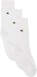 Lacoste Three-Pack White High-Cut Socks