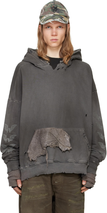 Photo: Alexander Digenova Gray Scrap Logo Hoodie