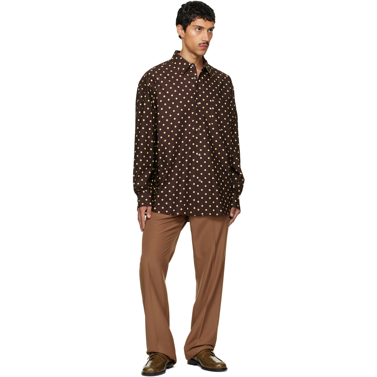 Marni Brown & Yellow Polka-Dot Shirt