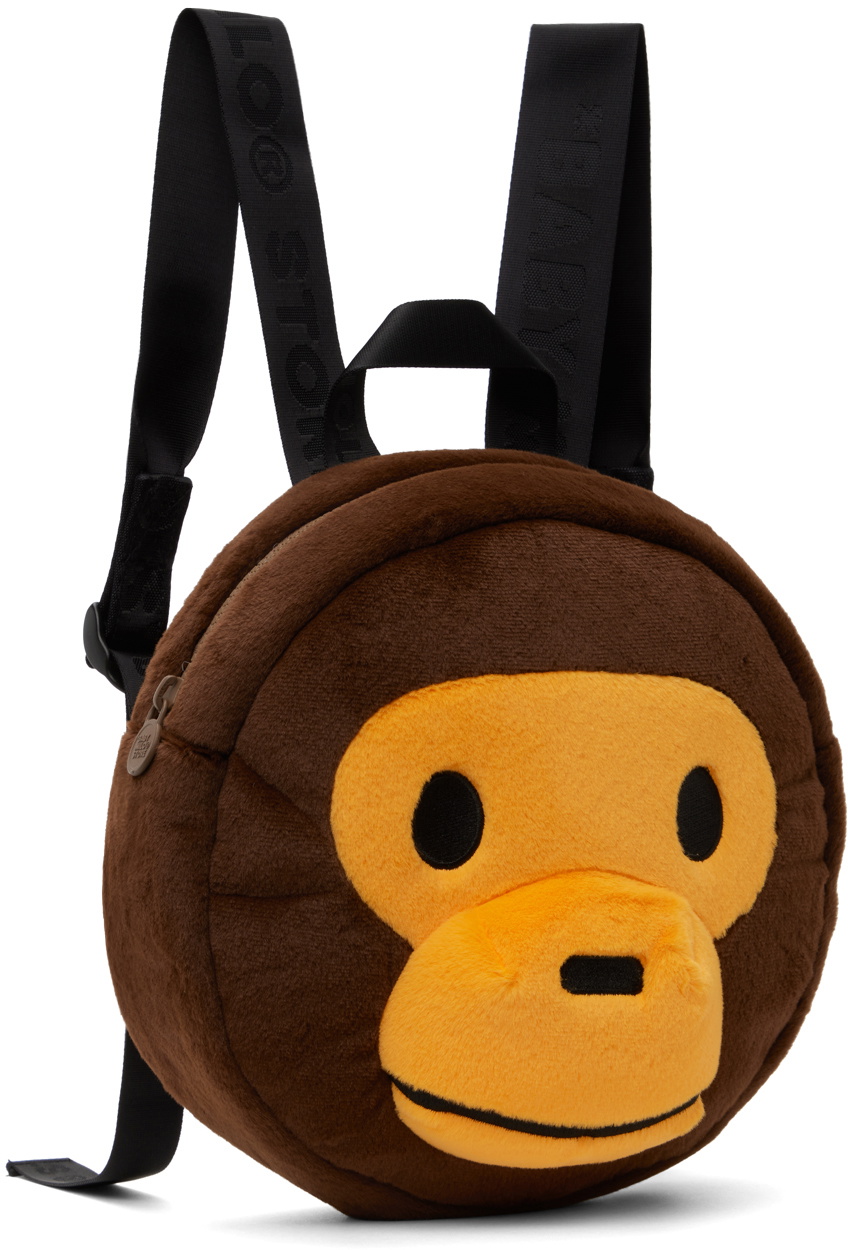 【BAPE】 Baby Milo Check Sherpa Medium Backpack Beige Brown BAPE Baby Milo Check Sherpa Medium Backpack Beige Brown