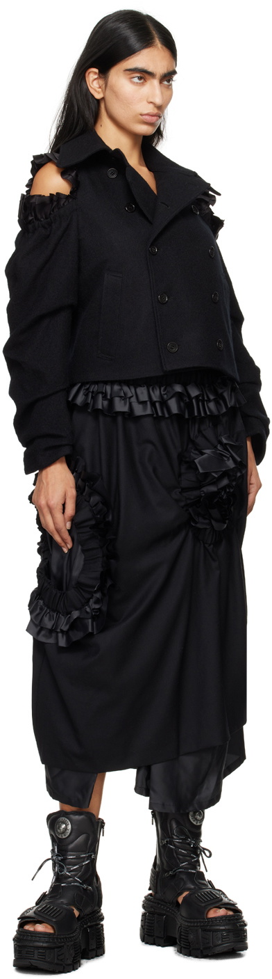 Noir Kei Ninomiya Black Wool Gabardine & Polyester Taffeta