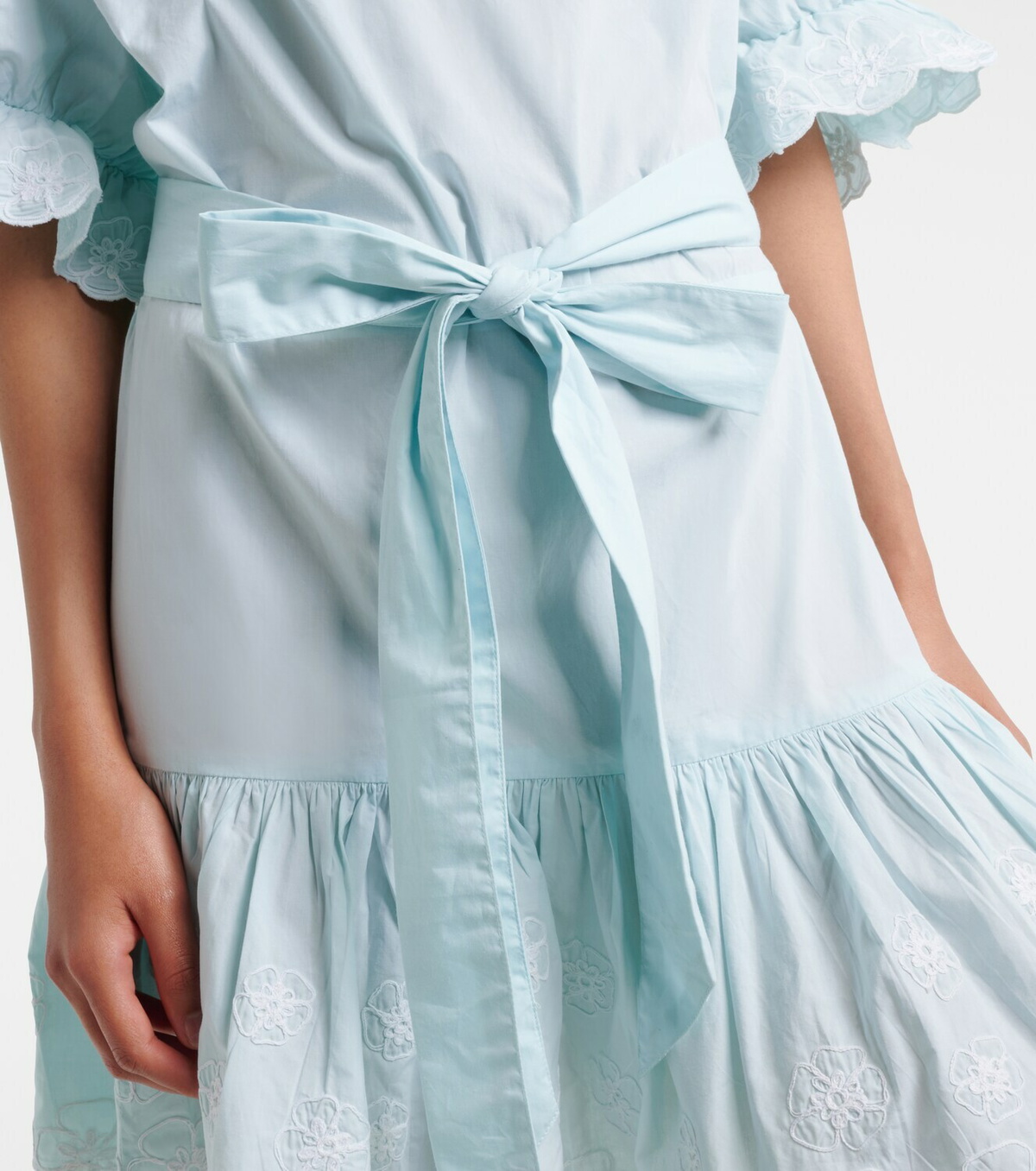 Juliet Dunn Embroidered cotton poplin minidress