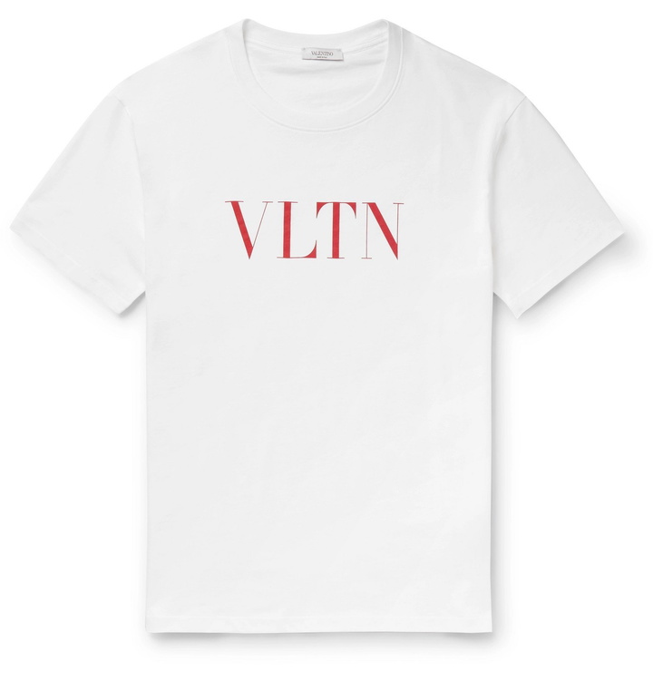 Photo: Valentino - Logo-Print Cotton-Jersey T-Shirt - White