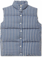 ERL - Checked Quilted Cotton-Twill Down Gilet - Blue