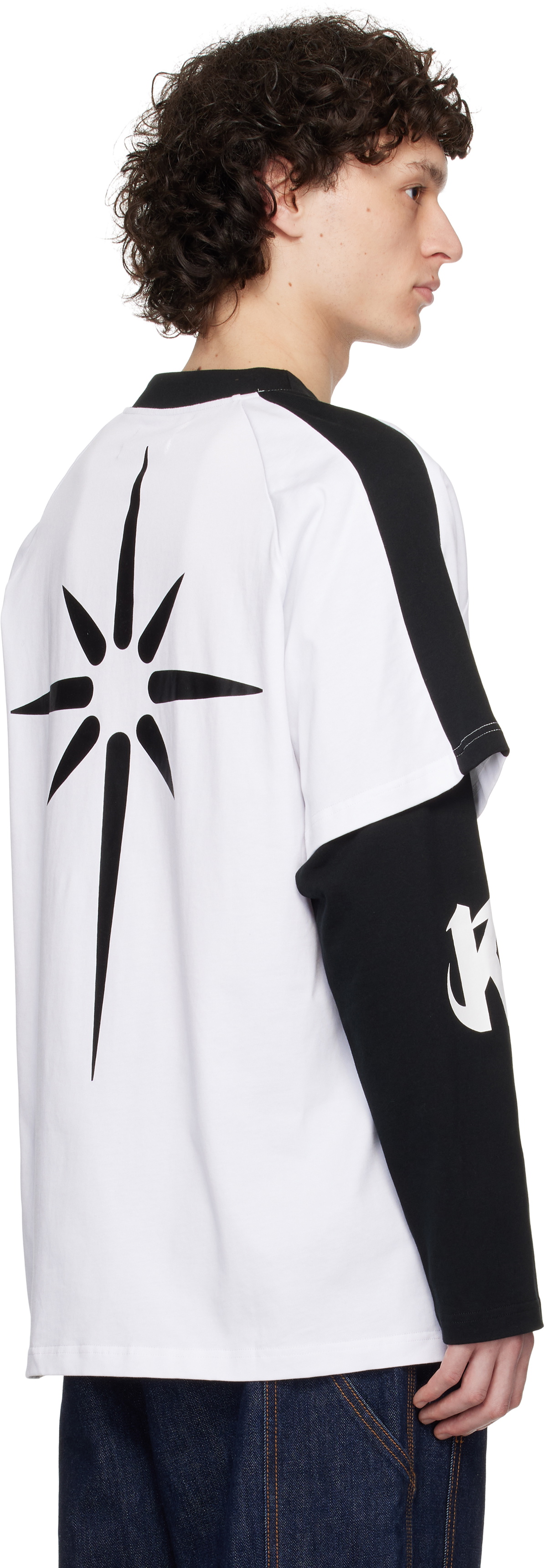 KUSIKOHC Black & White Baseball Long Sleeve Polo