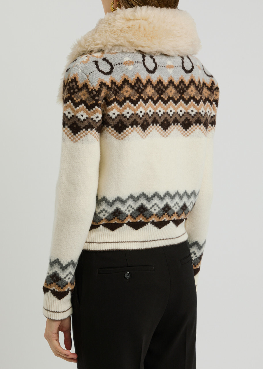 Stella Mccartney Fair Isle Intarsia Wool Cardigan Multicoloured 1