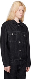Helmut Lang Black Spread Collar Denim Jacket