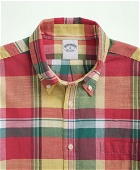Brooks Brothers Men's Washed Cotton Madras Button-Down Collar Sport Shirt