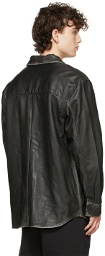 Han Kjobenhavn SSENSE Exclusive Black Leather Logo Army Shirt