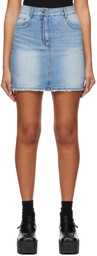 Juun.J Blue Destroyed Denim Miniskirt