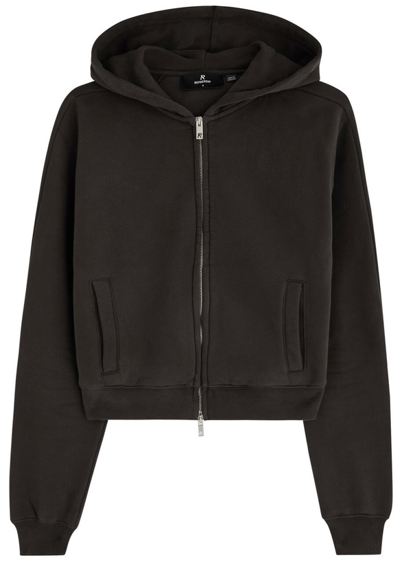 Photo: Represent Owners Club Cropped Hooded Cotton Sweatshirt Chocolate