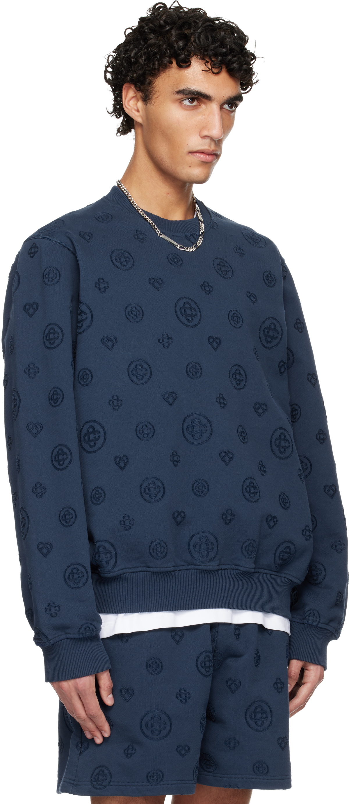 Casablanca Navy Applique Monogram Sweatshirt
