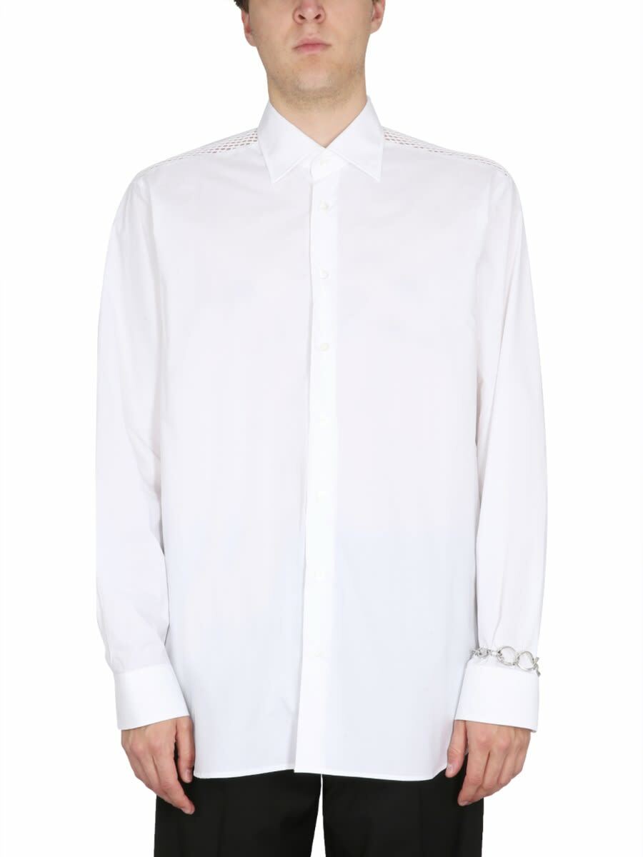 Raf Simons White Stripe Patched Boxy Shirt Raf Simons Raf Simons White Stripe Patched Boxy Shirt Raf Simons