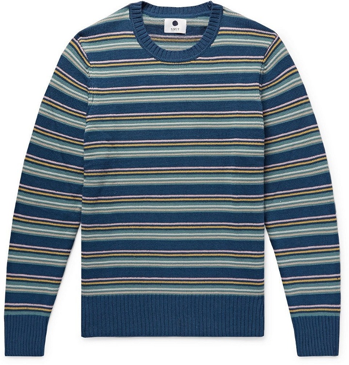 Photo: NN07 - Carlson Striped Knitted Sweater - Men - Storm blue