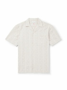 Richard James - Camp-Collar Embroidered Cotton and Linen-Blend Shirt - Neutrals