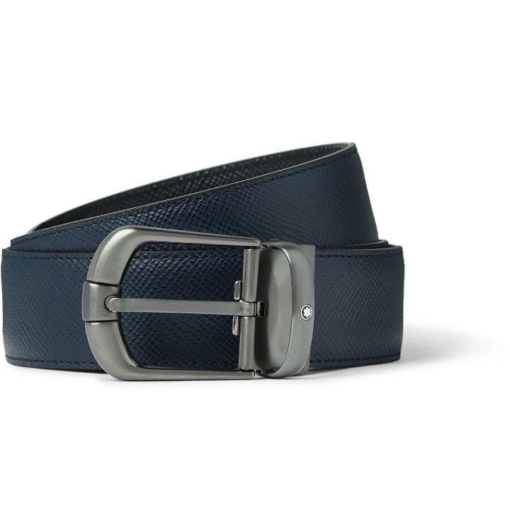 Photo: Montblanc - 3.5cm Reversible Cross-Grain Leather Belt - Blue
