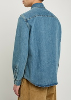 Ami Paris Logo-embroidered Denim Shirt Blue