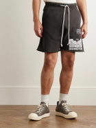 RRR123 - Flag Frayed Logo-Print Cotton-Jersey Shorts - Black