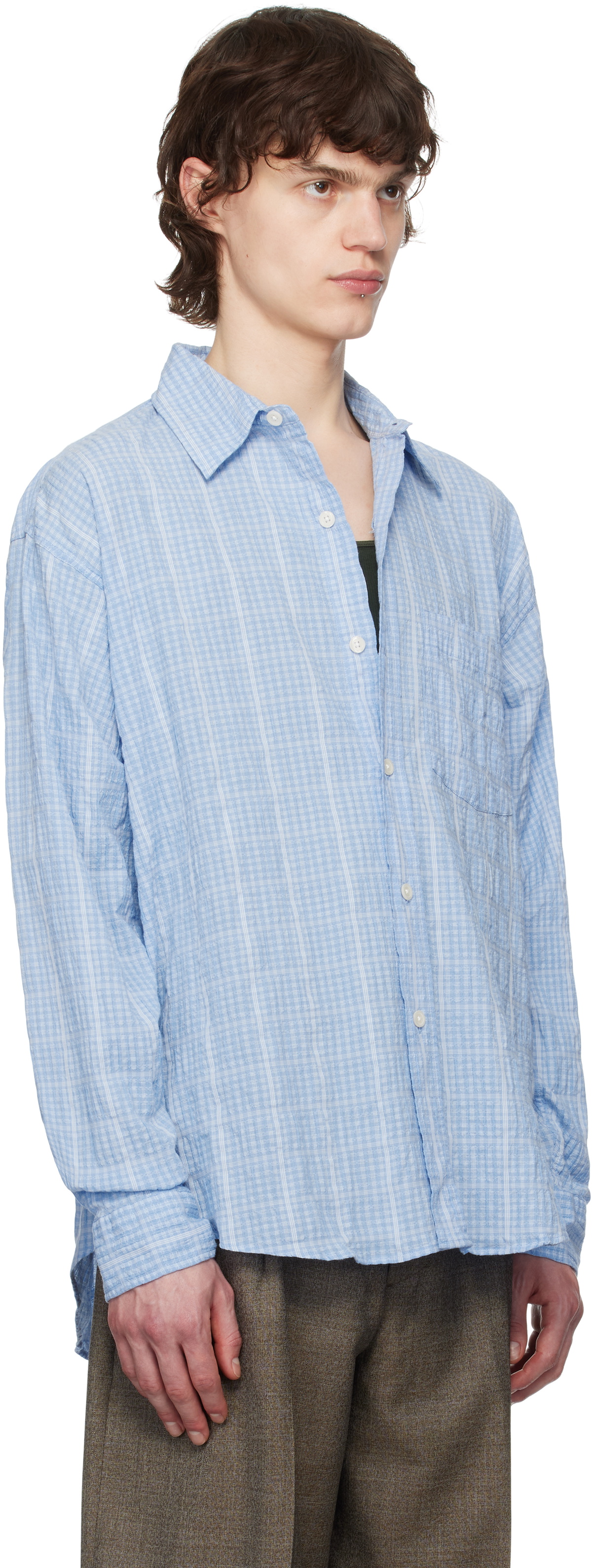 mfpen Blue Seersucker Executive Shirt