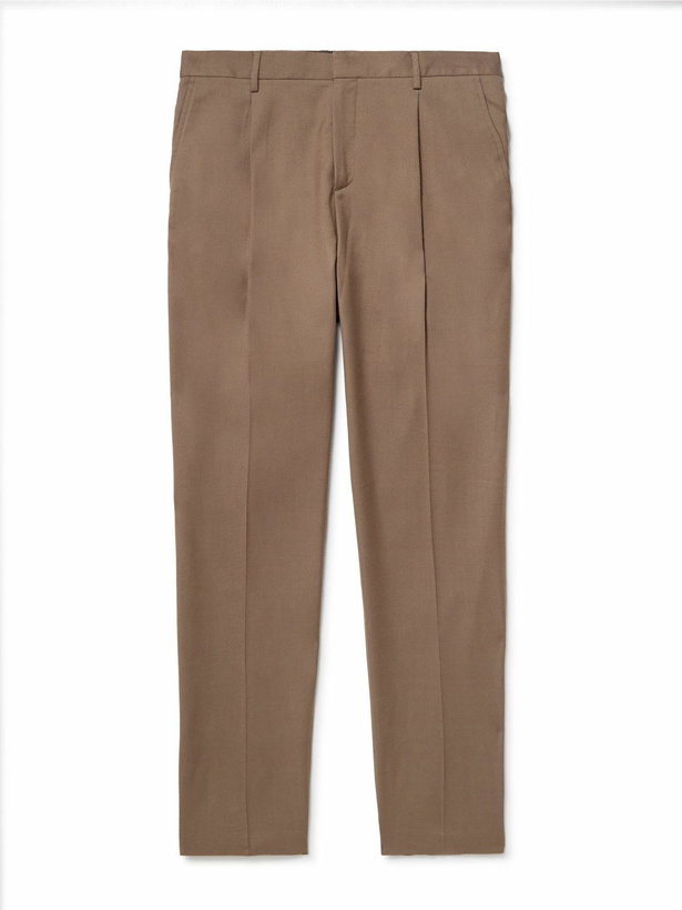 Photo: Sunspel - Straight-Leg Pleated Virgin Wool-Twill Trousers - Brown