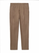 Sunspel - Straight-Leg Pleated Virgin Wool-Twill Trousers - Brown