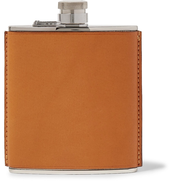 Photo: James Purdey & Sons - 6oz Leather and Stainless Steel Flask - Brown