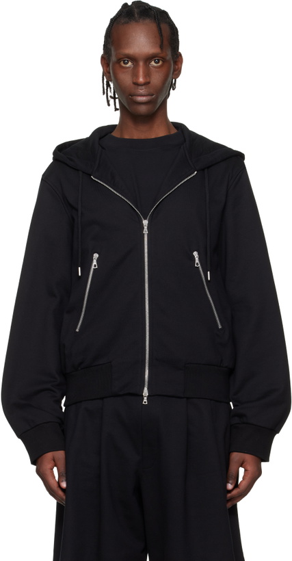 Photo: Dries Van Noten Black Loose Zipped Hoodie