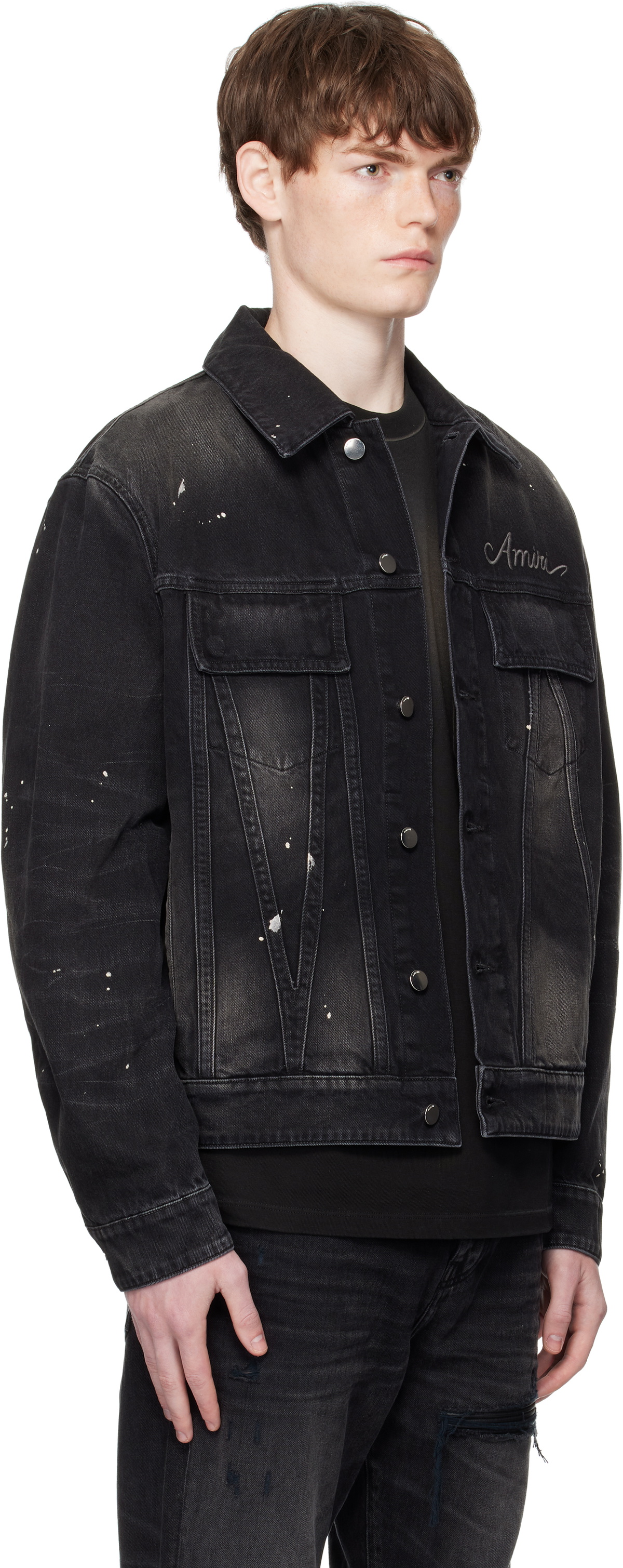 AMIRI Black Bleach Bandana Denim Jacket