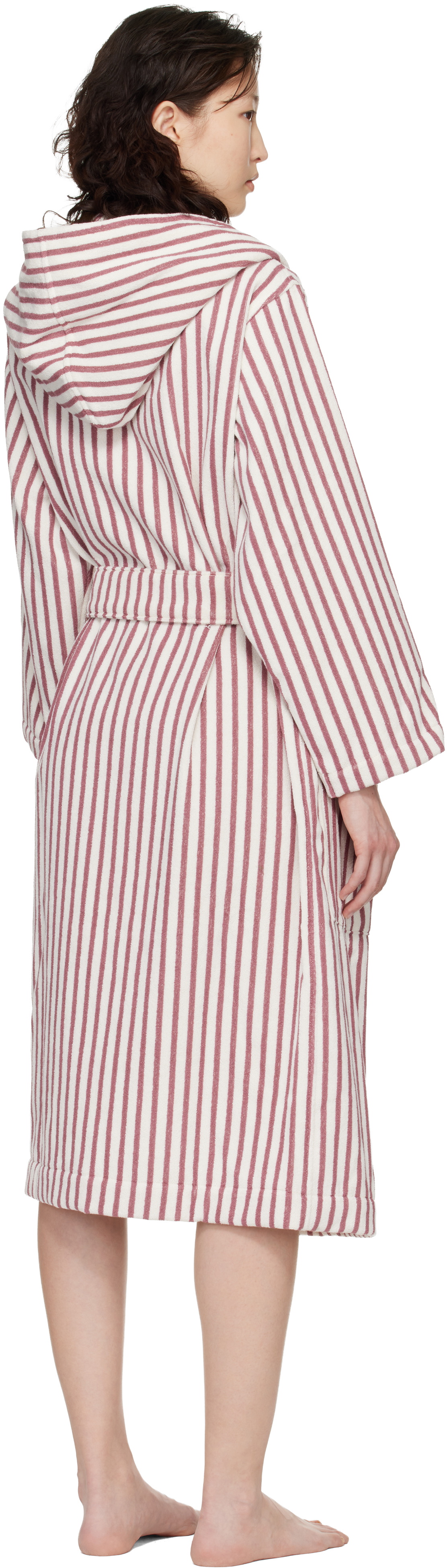 Tekla White & Red Terry Hooded Bathrobe