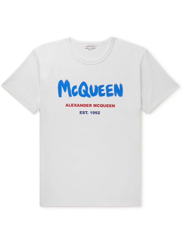 Photo: Alexander McQueen - Logo-Print Cotton-Jersey T-Shirt - White