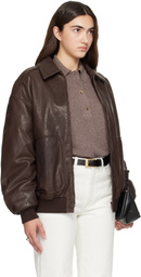 Calvin Klein Collection Brown Leather Bomber Jacket