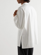 ATON - Standard Grandad-Collar Cotton-Poplin Shirt - White