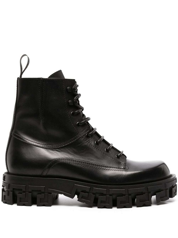 Photo: VERSACE - Leather Lace-up Ankle Boots