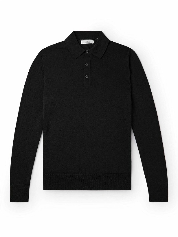 Photo: Mr P. - Merino Wool Polo Shirt - Black